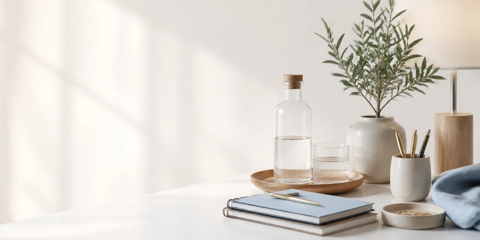 Curated products in a calm workspace